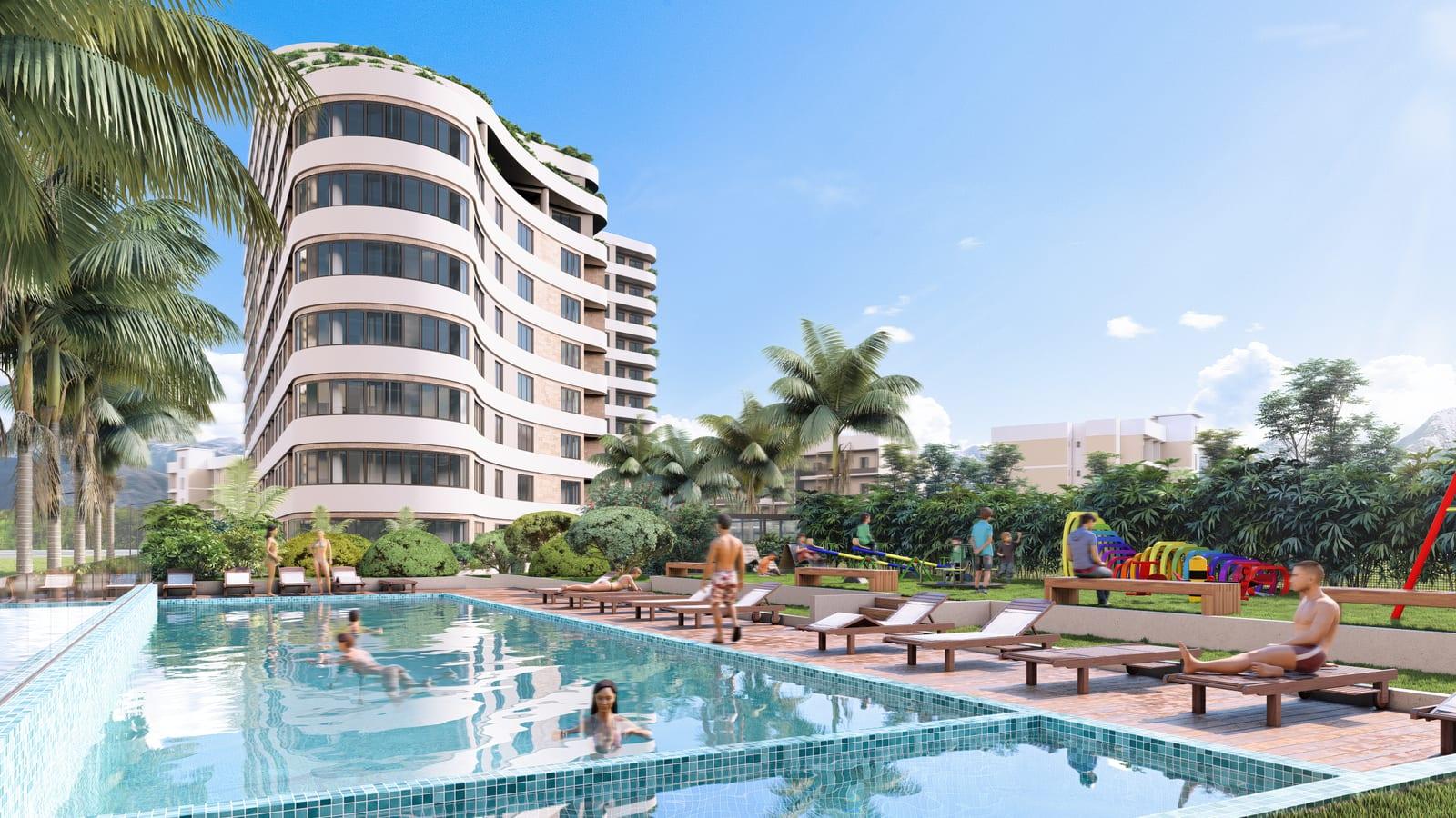 Outdoor residents' pool and sun terrace at Terrazze Residences